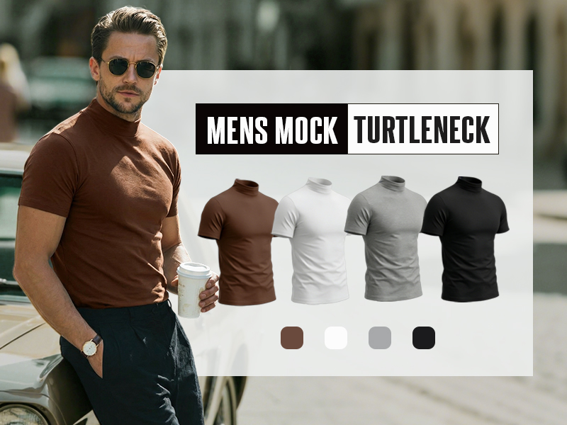 Amazon.com: Ficerd 4 Pack Men's Mock Neck T Shirts, Short Sleeve